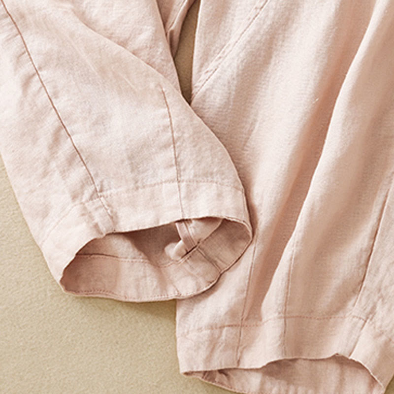 Buddha Stones Casual Plain Cropped Pants Women's Cotton Linen Harem Pants With Pockets - image 21