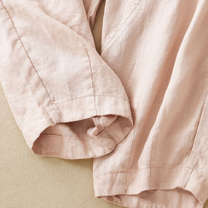 Buddha Stones Casual Plain Cropped Pants Women's Cotton Linen Harem Pants With Pockets - image 21