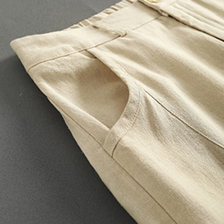 Buddha Stones Pure Color Buttons Women's Linen Pants With Pockets - image 10