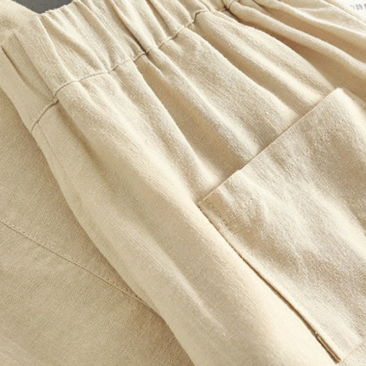 Buddha Stones Pure Color Buttons Women's Linen Pants With Pockets - image 9