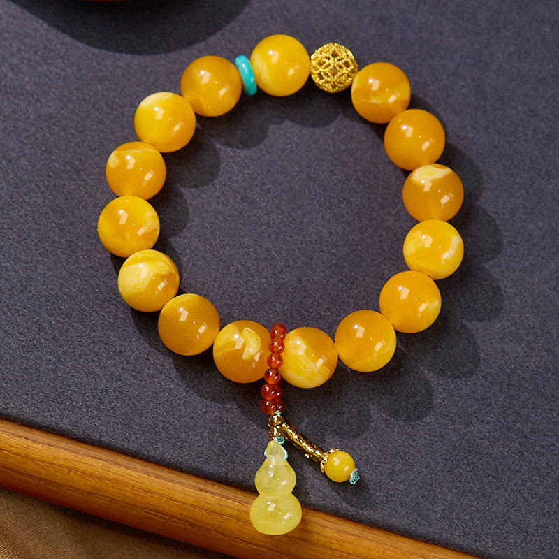 Buddha Stones Amber Gourd Multilayer Confidence Bracelet - 12mm Amber(Wrist Circumference: 14-16cm) - image 0