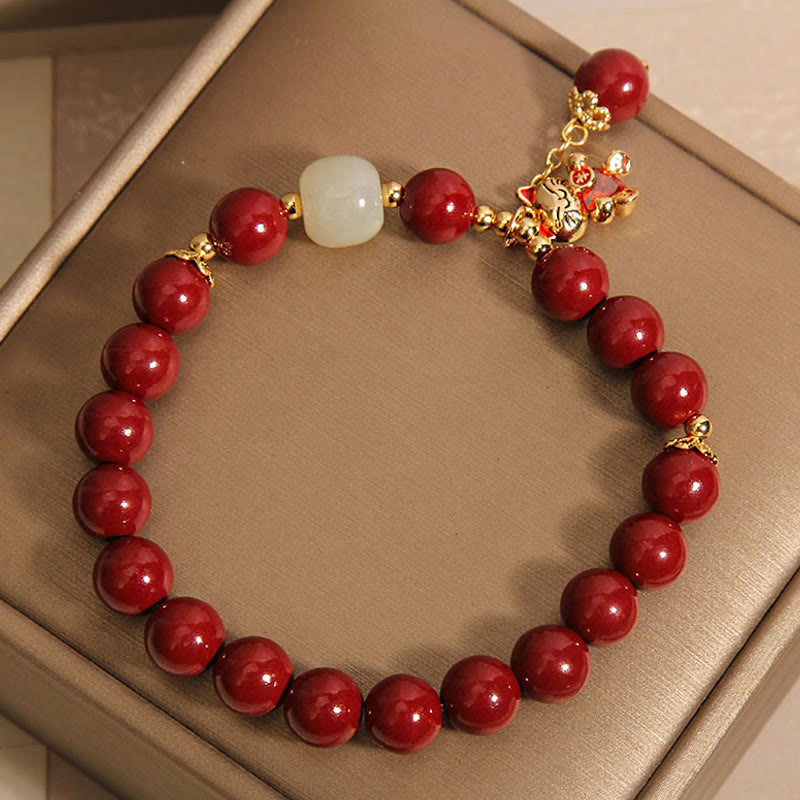 Buddha Stones "Wishing You Good Fortune and Joy" Cat Cinnabar Bracelet Includes Gift Message Card - image 12