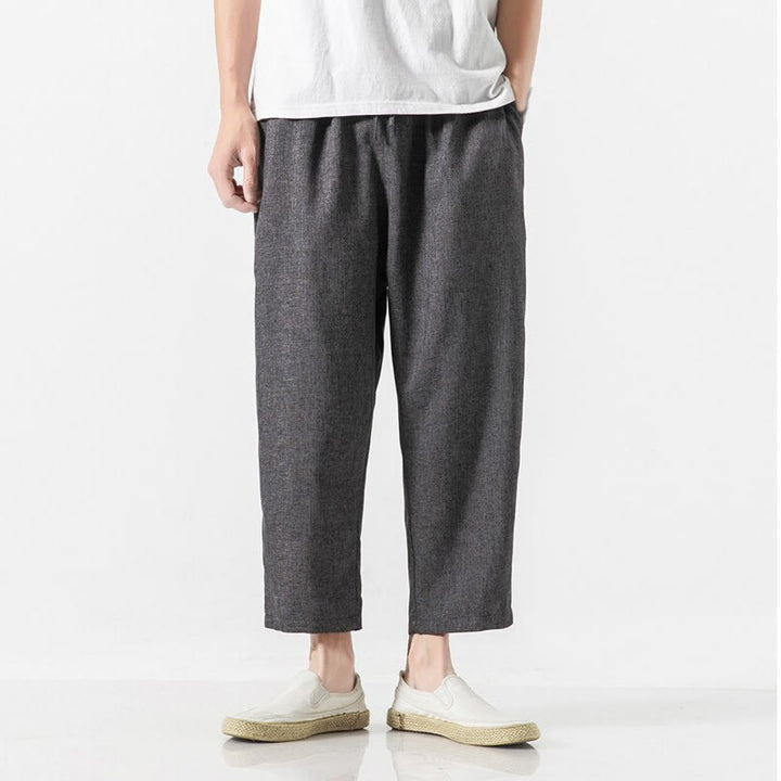 Buddha Stones Summer Plain Men's 7-8 Length Cotton Linen Pants With Pockets - Black - US/UK/AU46，EU56 (5XL) - image 10