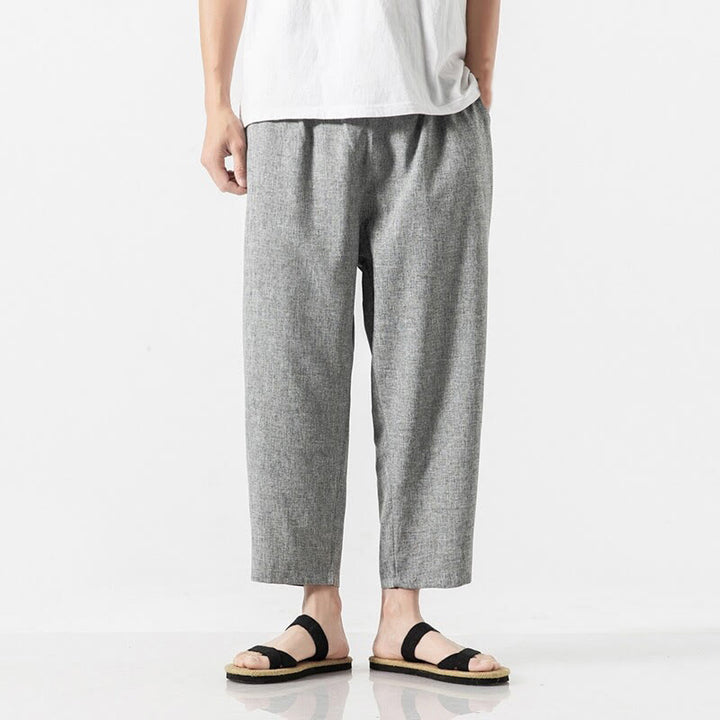 Buddha Stones Summer Plain Men's 7-8 Length Cotton Linen Pants With Pockets - LightGrey - US/UK/AU46，EU56 (5XL) - image 24