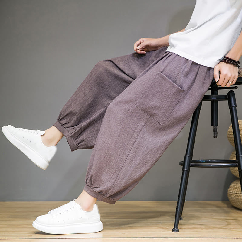 Buddha Stones Casual 7-8 Length Cropped Men's Harem Pants With Side Pockets - image 34