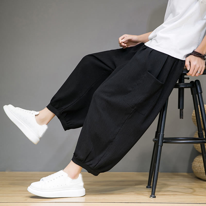Buddha Stones Casual 7-8 Length Cropped Men's Harem Pants With Side Pockets - image 16