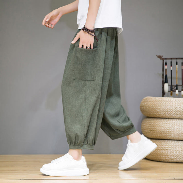 Buddha Stones Casual 7-8 Length Cropped Men's Harem Pants With Side Pockets - image 5