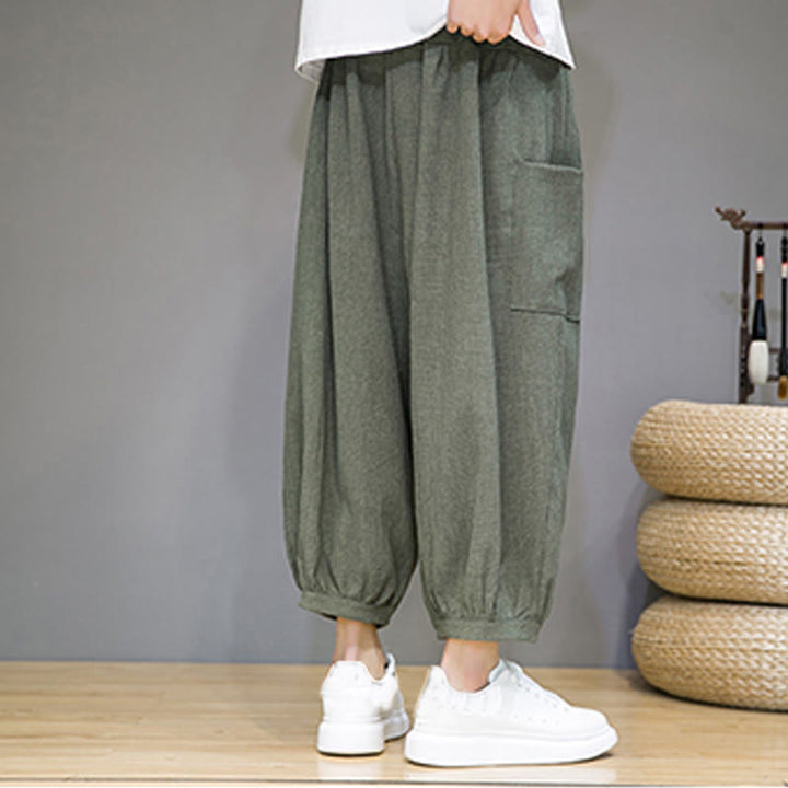 Buddha Stones Casual 7-8 Length Cropped Men's Harem Pants With Side Pockets - image 3