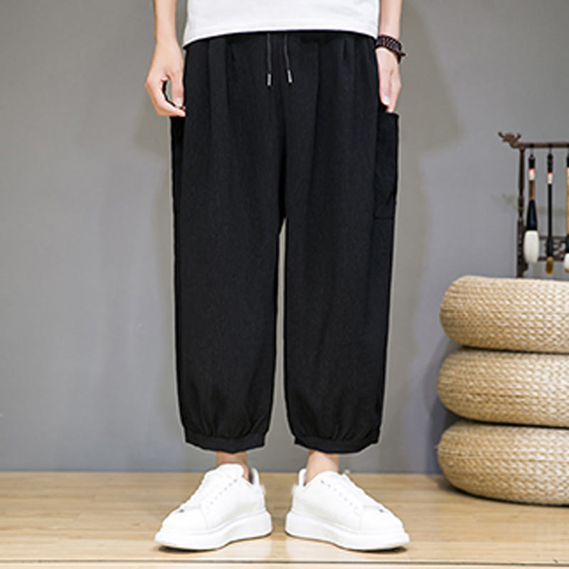 Buddha Stones Casual 7-8 Length Cropped Men's Harem Pants With Side Pockets - image 15