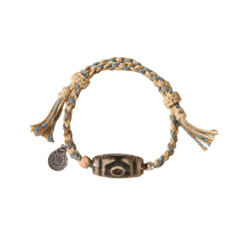 Buddha Stones Handmade Tibetan Dzi Bead Wealth Protection Braided String Bracelet - image 12