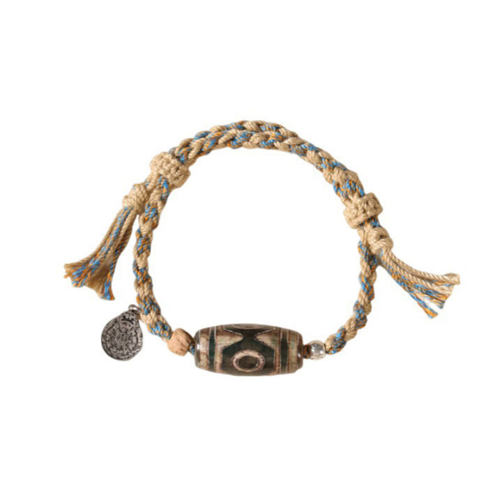 Buddha Stones Handmade Tibetan Dzi Bead Wealth Protection Braided String Bracelet - image 12