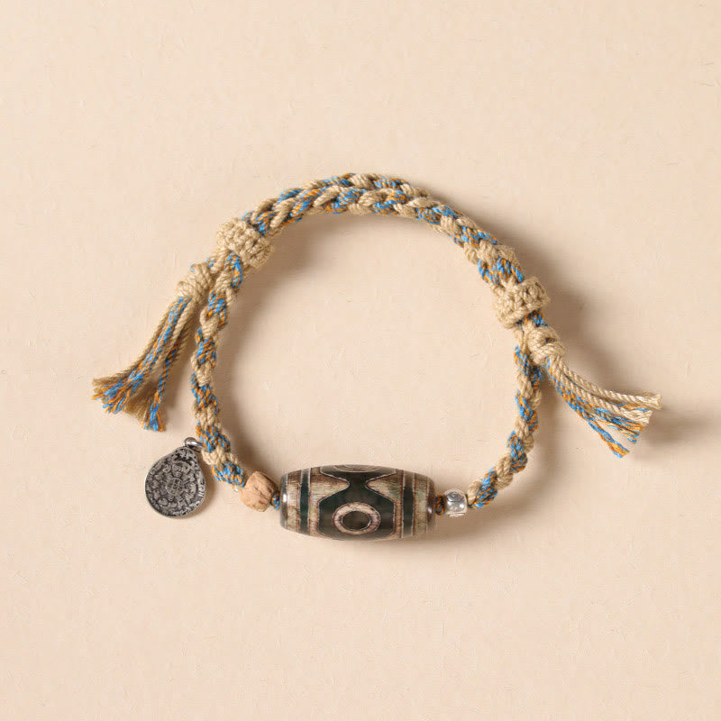 Buddha Stones Handmade Tibetan Dzi Bead Wealth Protection Braided String Bracelet - image 11