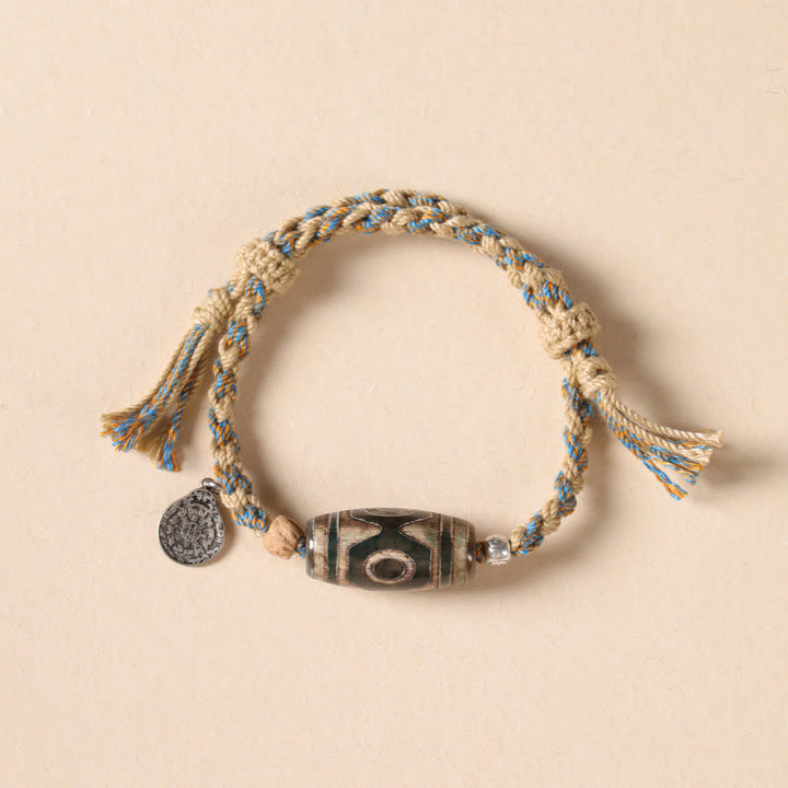 Buddha Stones Handmade Tibetan Dzi Bead Wealth Protection Braided String Bracelet - image 11