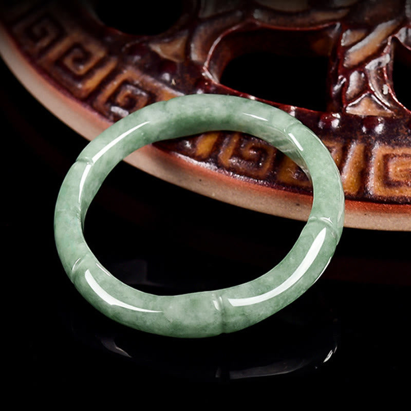 Buddha Stones Natural Bamboo Design Jade Abundance Ring - image 3