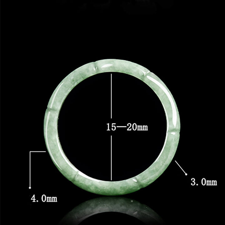 Buddha Stones Natural Bamboo Design Jade Abundance Ring - image 8