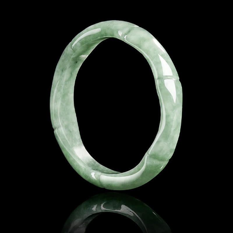 Buddha Stones Natural Bamboo Design Jade Abundance Ring - image 1