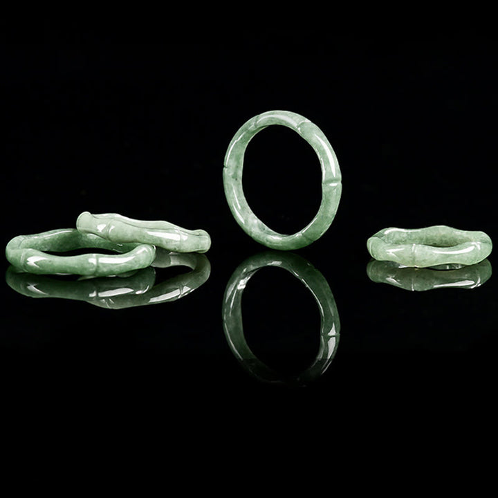 Buddha Stones Natural Bamboo Design Jade Abundance Ring - image 9