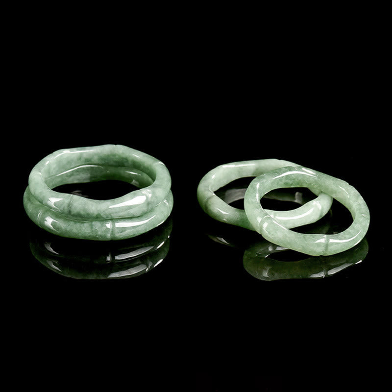 Buddha Stones Natural Bamboo Design Jade Abundance Ring - image 10
