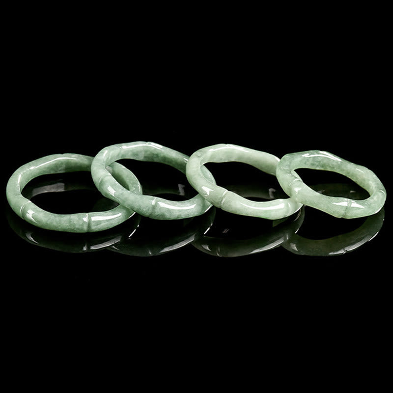 Buddha Stones Natural Bamboo Design Jade Abundance Ring - image 11