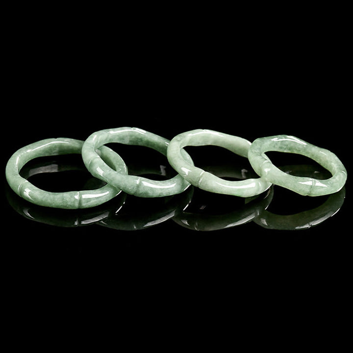 Buddha Stones Natural Bamboo Design Jade Abundance Ring - image 11