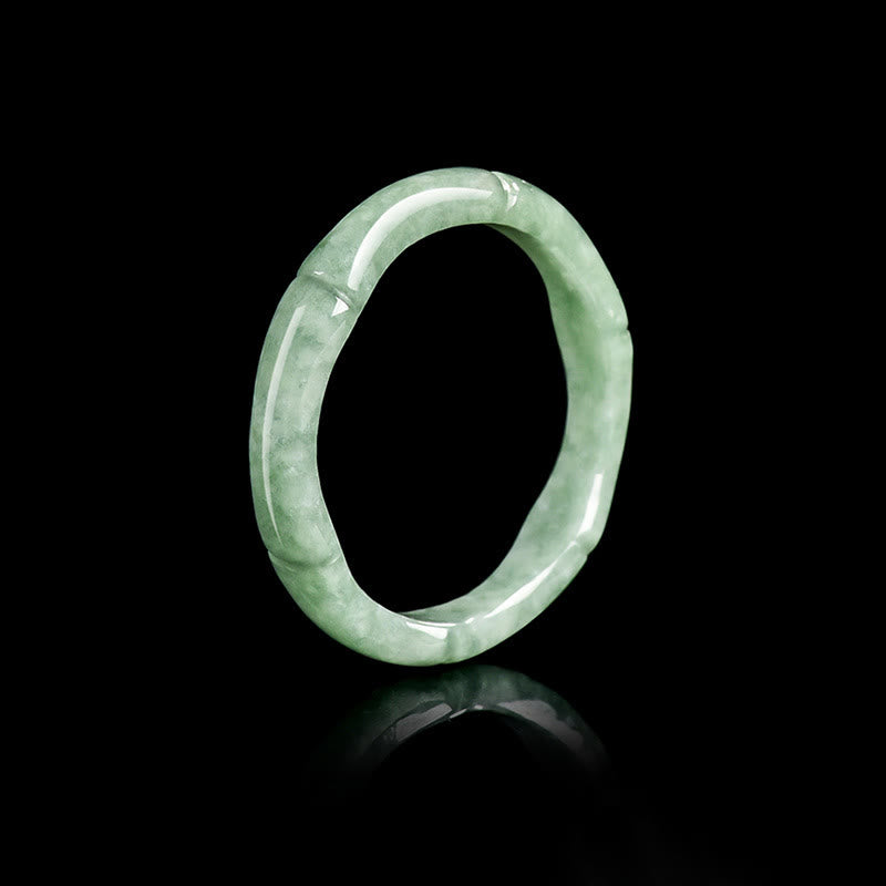 Buddha Stones Natural Bamboo Design Jade Abundance Ring - 22mm - image 0