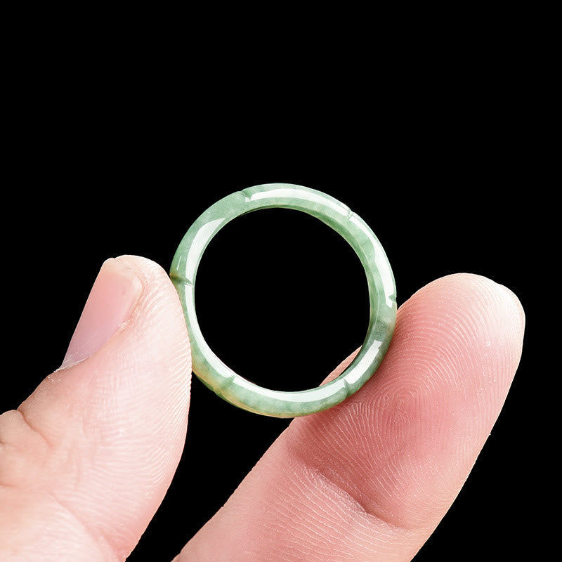 Buddha Stones Natural Bamboo Design Jade Abundance Ring - image 4