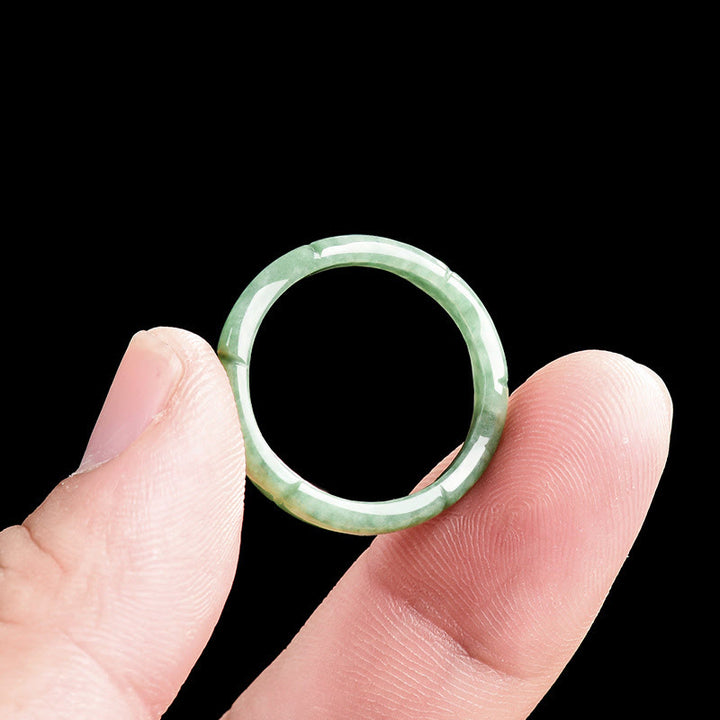 Buddha Stones Natural Bamboo Design Jade Abundance Ring - image 4