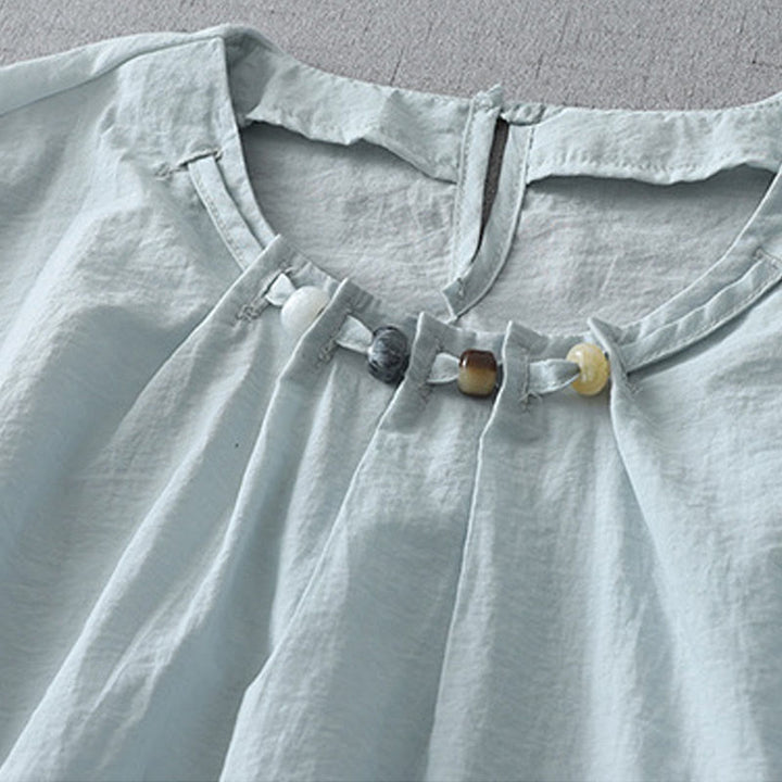 Buddha Stones Beads Crew Neck Design Cotton Short Sleeve Women's Shirt - image 2