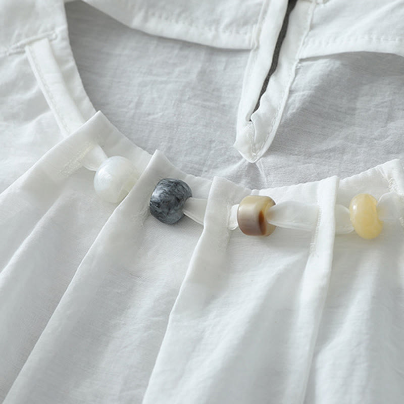 Buddha Stones Beads Crew Neck Design Cotton Short Sleeve Women's Shirt - image 9