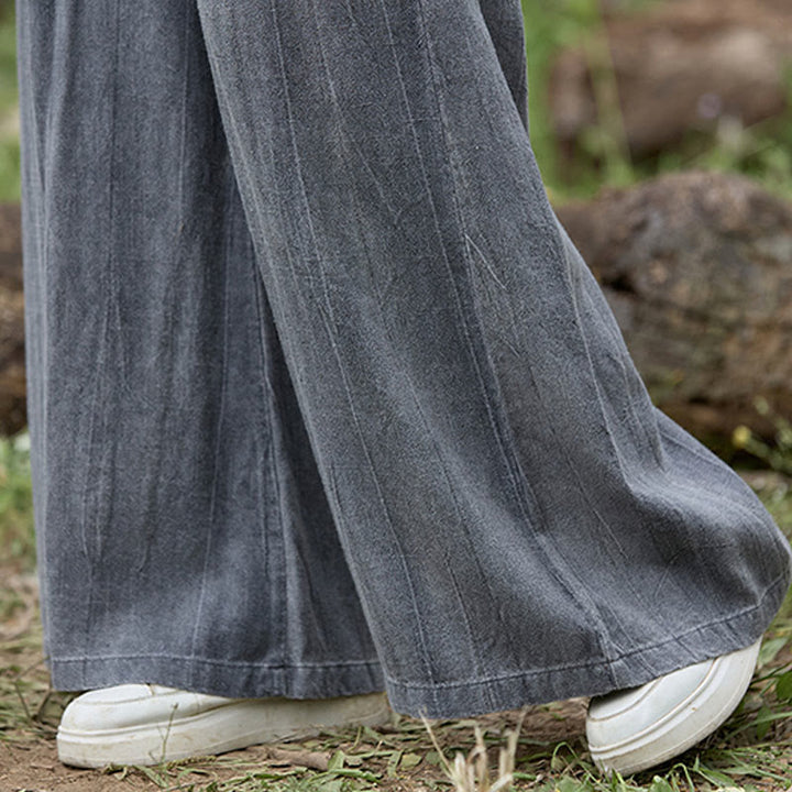 Buddha Stones Casual Tie-Dye Women's Linen Wide Leg Pants With Pockets - image 14