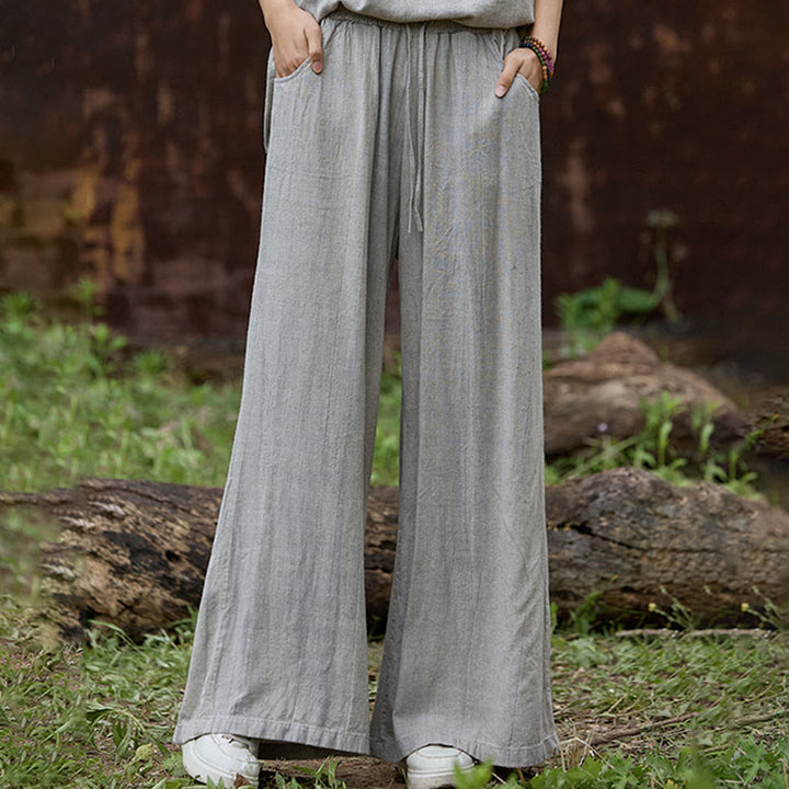 Buddha Stones Casual Tie-Dye Women's Linen Wide Leg Pants With Pockets - image 17