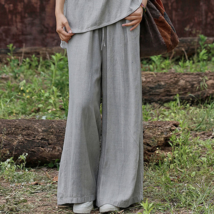 Buddha Stones Casual Tie-Dye Women's Linen Wide Leg Pants With Pockets - image 18