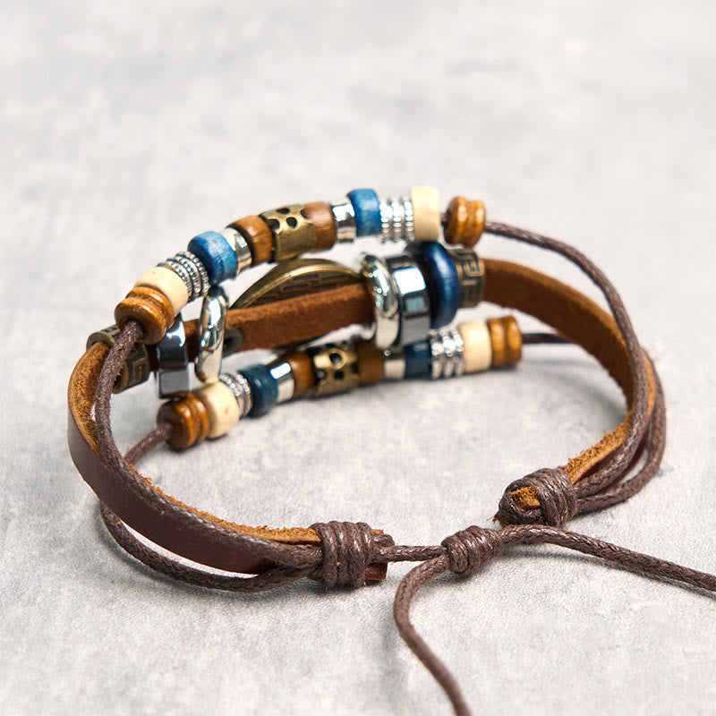 Buddha Stones Tibetan Evil Eye Leather Adjustable Protection Bracelet - image 6