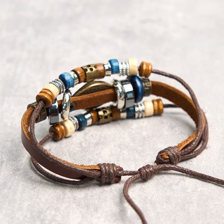 Buddha Stones Tibetan Evil Eye Leather Adjustable Protection Bracelet - image 6