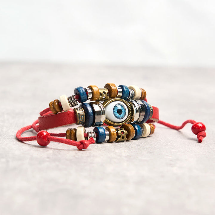 Buddha Stones Tibetan Evil Eye Leather Adjustable Protection Bracelet - image 9