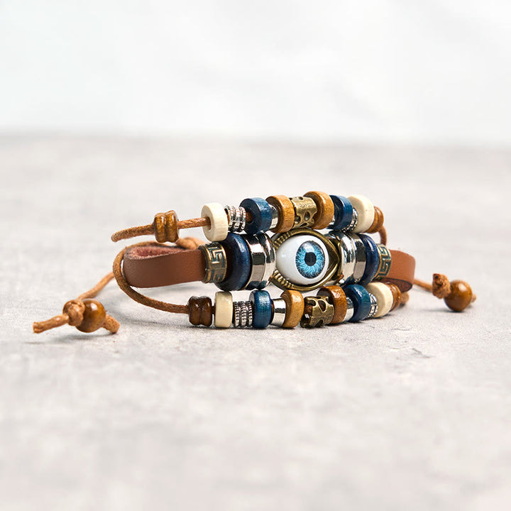 Buddha Stones Tibetan Evil Eye Leather Adjustable Protection Bracelet - image 13