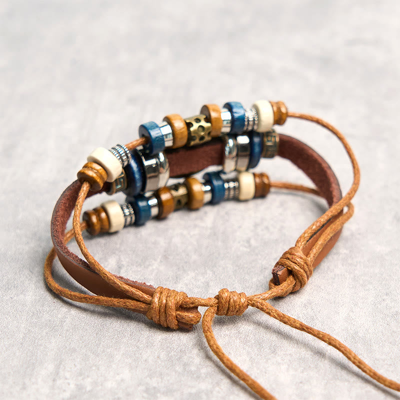 Buddha Stones Tibetan Evil Eye Leather Adjustable Protection Bracelet - image 14