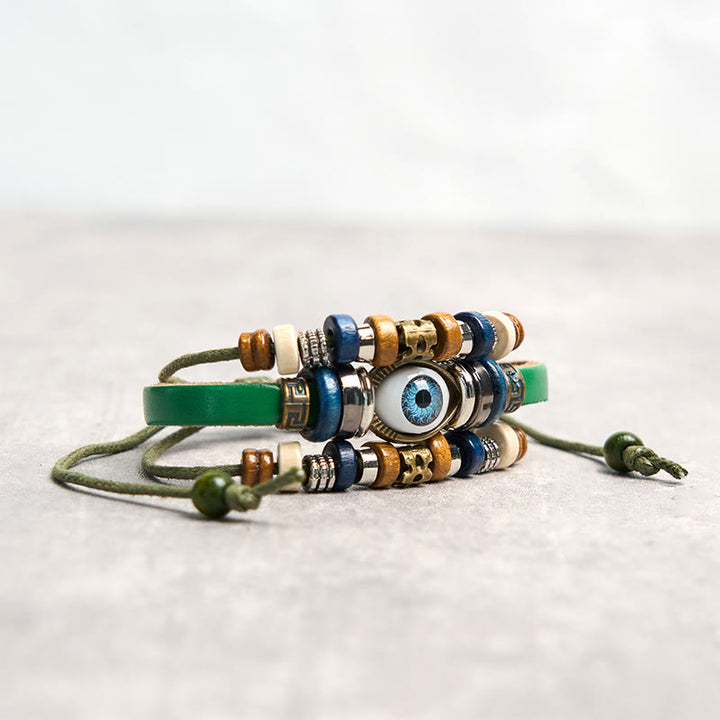 Buddha Stones Tibetan Evil Eye Leather Adjustable Protection Bracelet - image 18