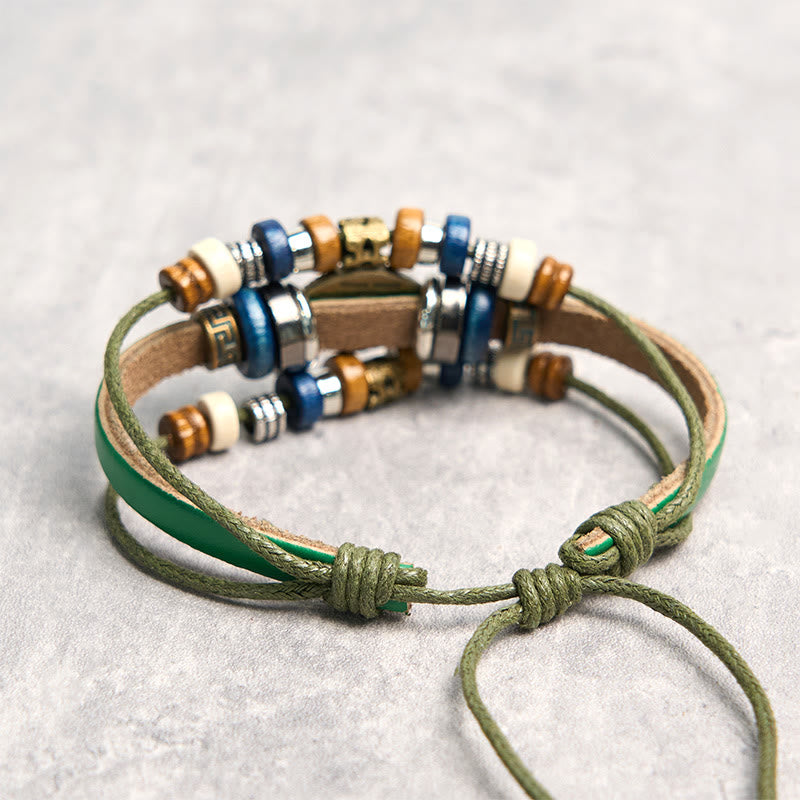 Buddha Stones Tibetan Evil Eye Leather Adjustable Protection Bracelet - image 17
