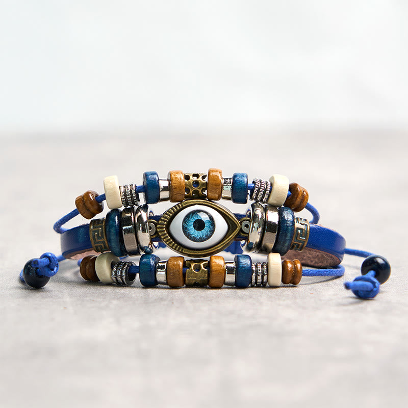 Buddha Stones Tibetan Evil Eye Leather Adjustable Protection Bracelet - STRING - Blue - image 20