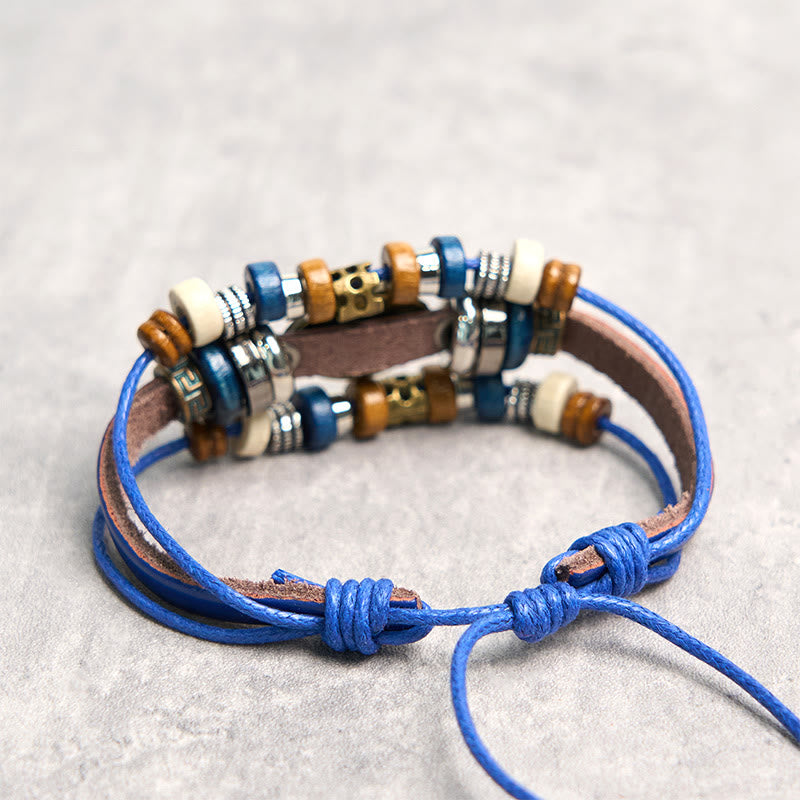 Buddha Stones Tibetan Evil Eye Leather Adjustable Protection Bracelet - image 22