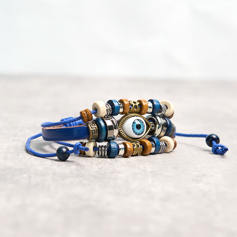 Buddha Stones Tibetan Evil Eye Leather Adjustable Protection Bracelet - image 21