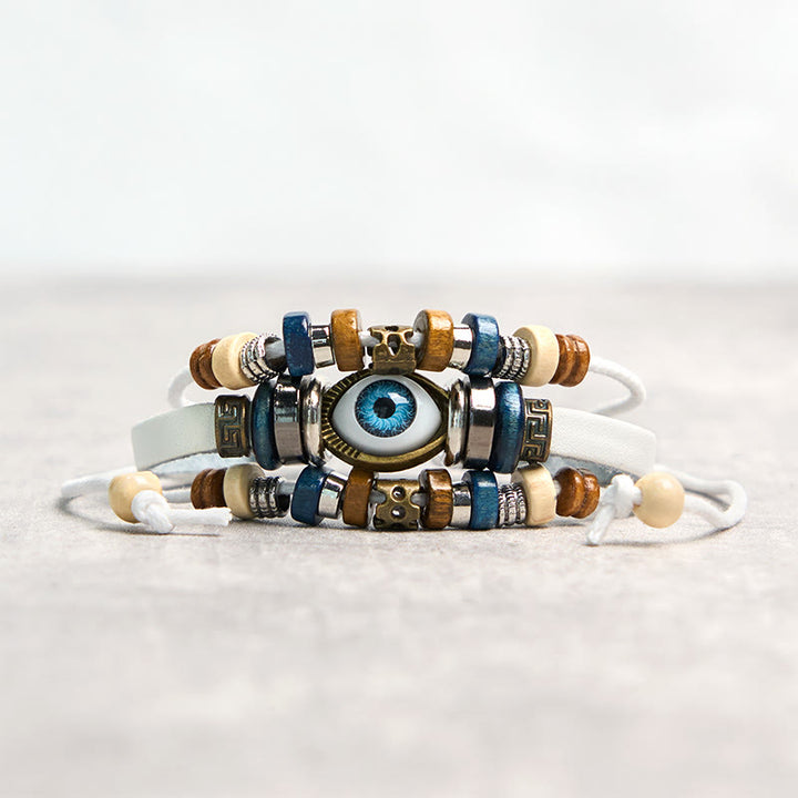 Buddha Stones Tibetan Evil Eye Leather Adjustable Protection Bracelet - STRING - White - image 24