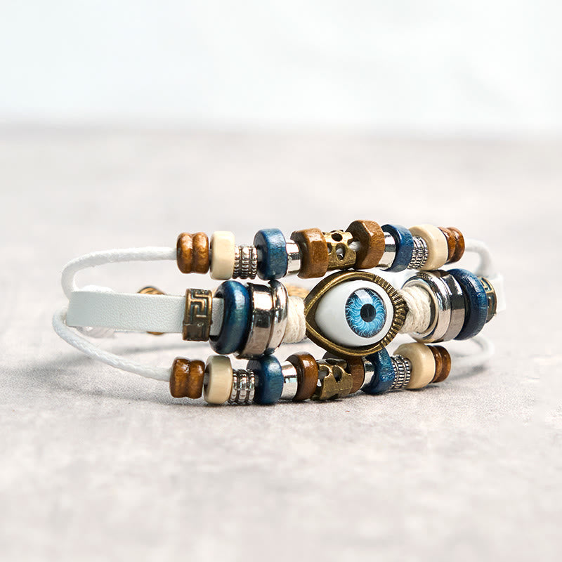 Buddha Stones Tibetan Evil Eye Leather Adjustable Protection Bracelet - image 25