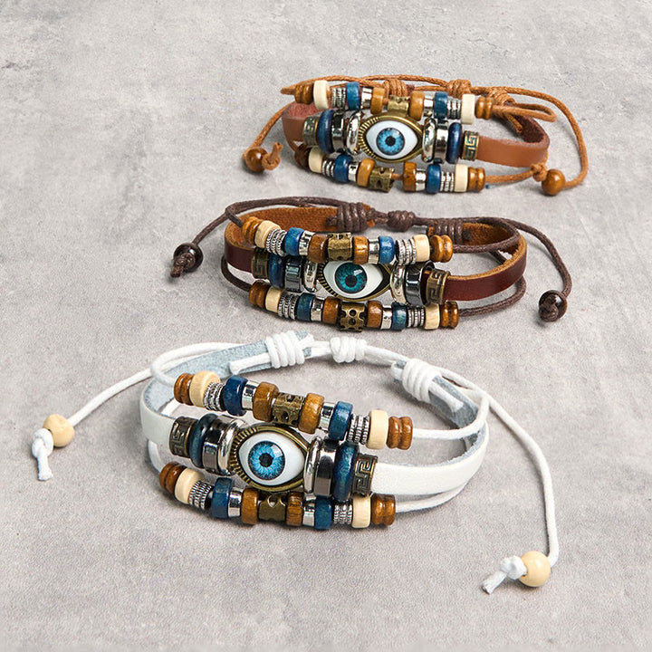 Buddha Stones Tibetan Evil Eye Leather Adjustable Protection Bracelet - image 28