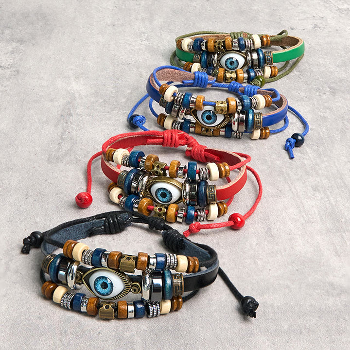 Buddha Stones Tibetan Evil Eye Leather Adjustable Protection Bracelet - image 27