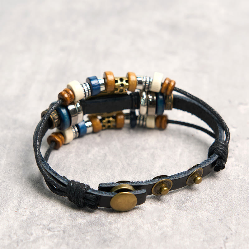 Buddha Stones Tibetan Evil Eye Leather Adjustable Protection Bracelet - image 31