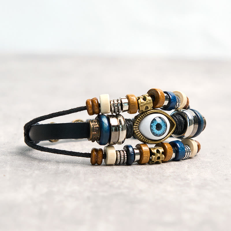 Buddha Stones Tibetan Evil Eye Leather Adjustable Protection Bracelet - image 30