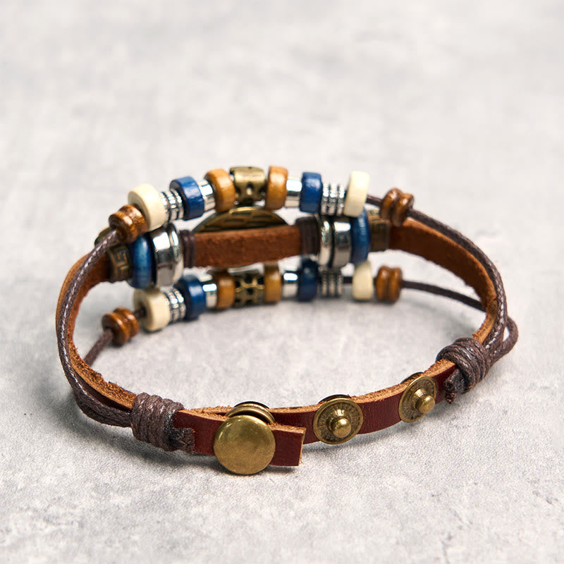 Buddha Stones Tibetan Evil Eye Leather Adjustable Protection Bracelet - image 36