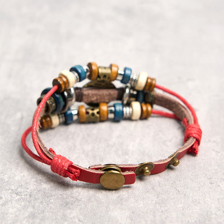 Buddha Stones Tibetan Evil Eye Leather Adjustable Protection Bracelet - image 41